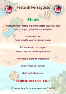 Foto del menù per la festa di ferragosto